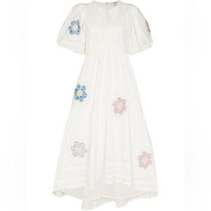 Sea violette patch work quilt eyelet midi dress